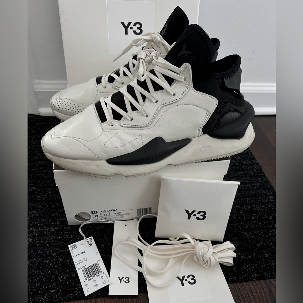 Y3 Kaiwa Adidas sneakers off white black Men's 10 original Box and tags lace